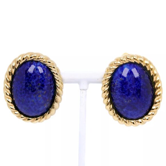 Dior Jewelry - Dior Earring vintage Blue Plated Gold 35.5g Women